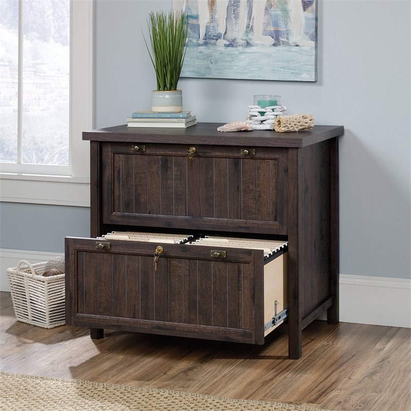 Sauder Costa Engineered Wood 2-Drawer Lateral File Cabinet in Coffee Oak