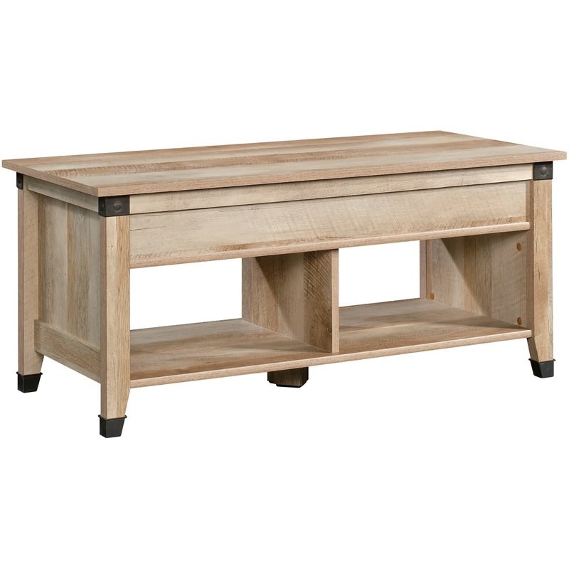 Sauder Carson Forge Lift-Top Wood and Metal Coffee Table in Lintel Oak