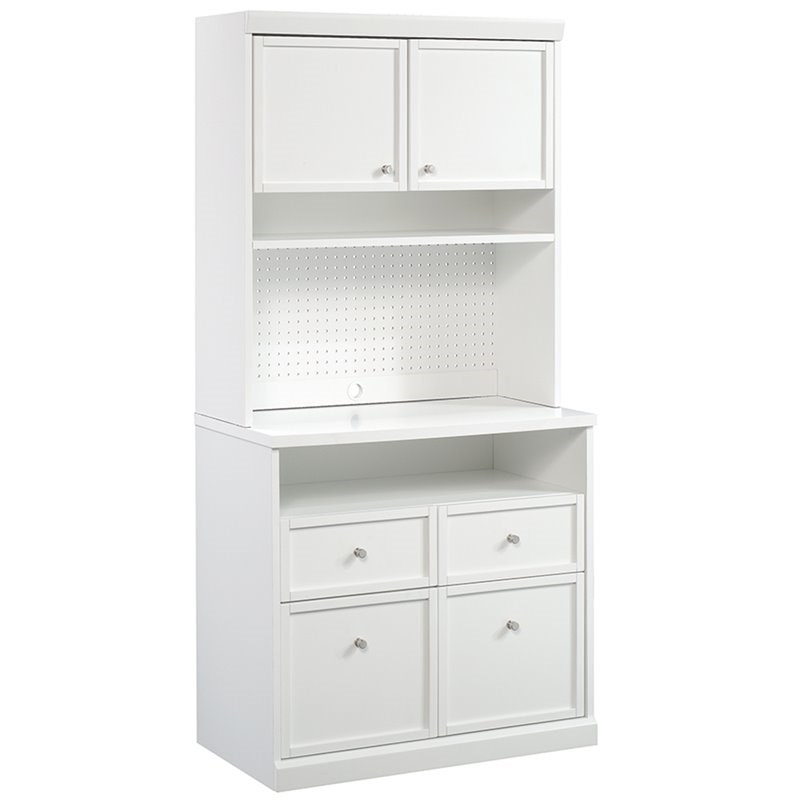 Sauder Craft Pro Storage Cabinet with Hutch in White