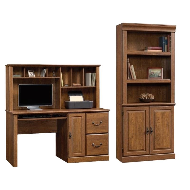 Orchard Hills 2 Piece Computer Desk with Hutch and 3 Shelf Bookcase in