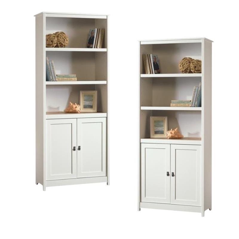 (Set of 2) Cottage Style 3 Shelf Bookcase in Soft White Homesquare