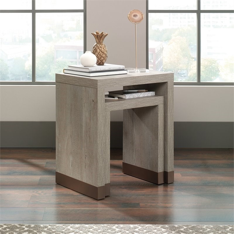 Sauder Manhattan Gate 2 Piece Nesting End Table Set in Mystic Oak Homesquare