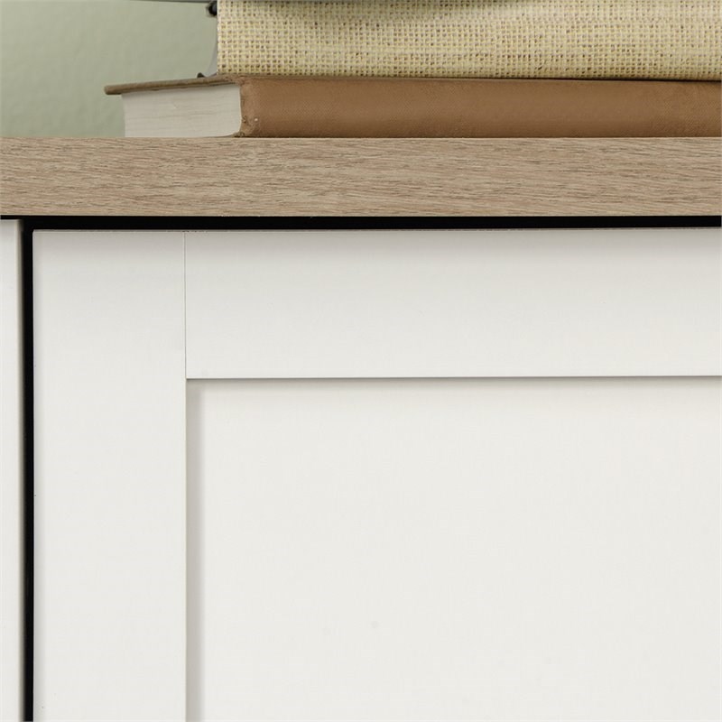 Sauder Cottage Road Armoire in Soft White and Lintel Oak