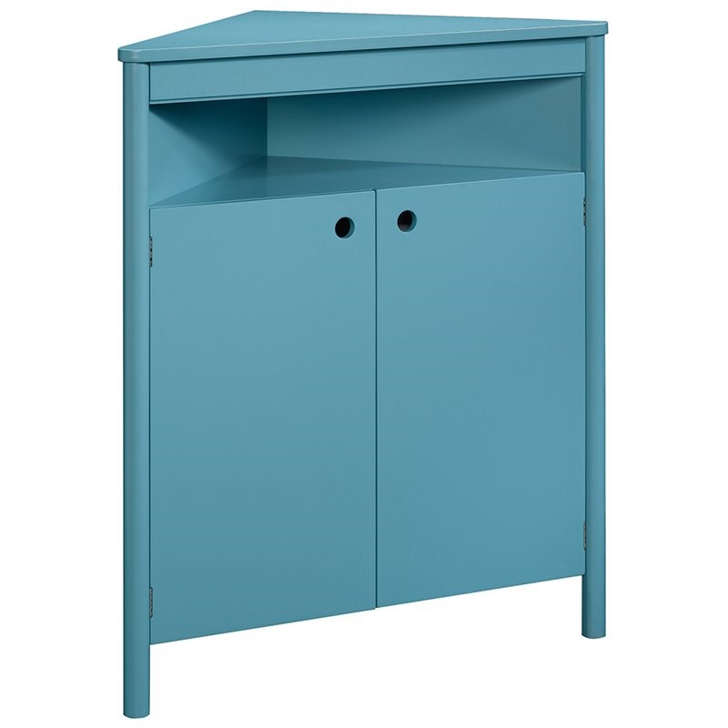 Sauder Anda Norr Corner Storage Cabinet in Sea Blue