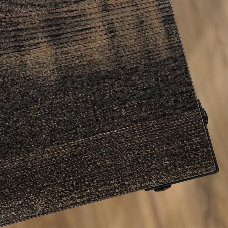 Sauder Steel River L Shaped Writing Desk in Carbon Oak and Black