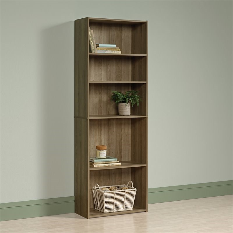 sauder beginnings engineered wood 5shelf bookcase in summer oak 424261