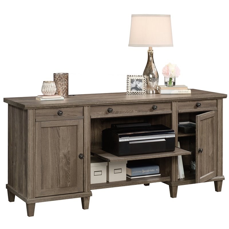 sauder hammond contemporary wood office credenza desk in emery oak 423529
