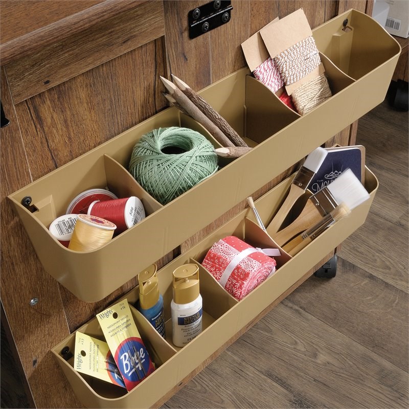 Sauder Contemporary Wood Sewing Craft Cart in Vintage Oak Homesquare