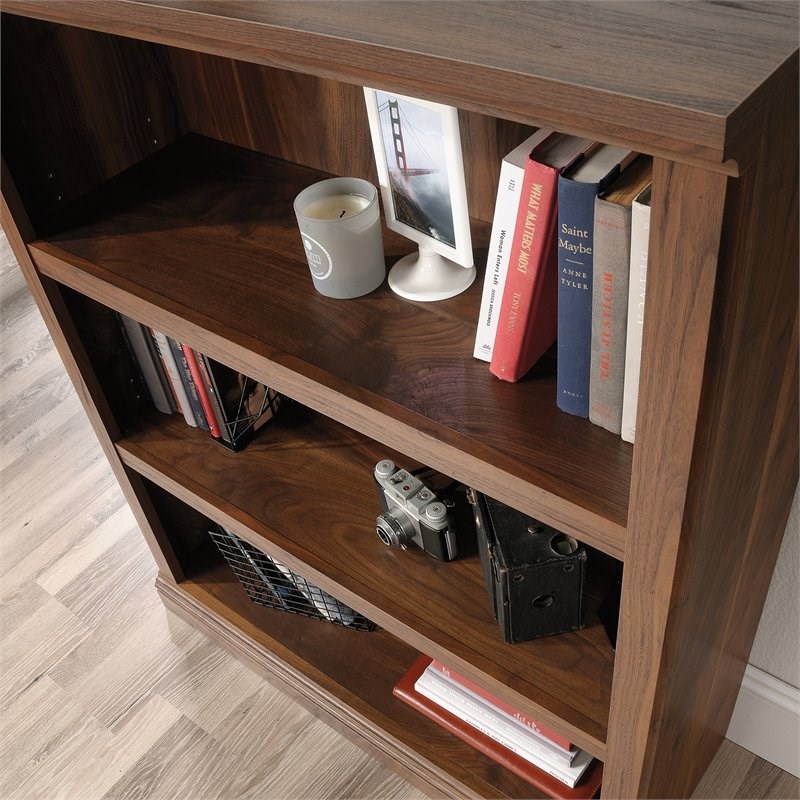 Sauder Misc Storage Contemporary 3-Shelf Wood Bookcase in Grand Walnut ...