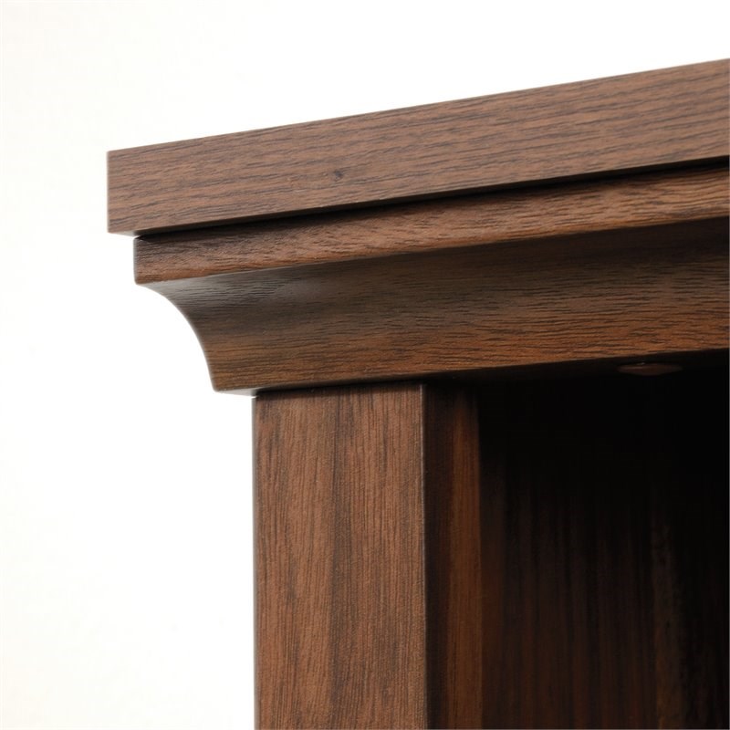sauder misc storage 3shelf 2door tall wood bookcase in grand walnut
