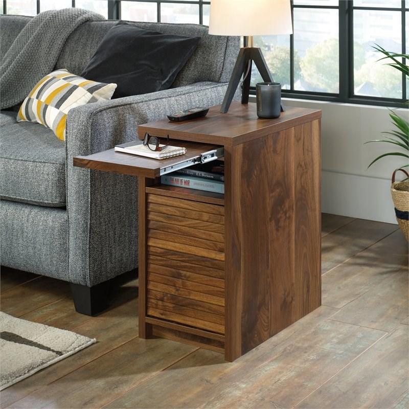 Sauder Harvey Park Engineered Wood and Metal End Table in Grand Walnut Homesquare