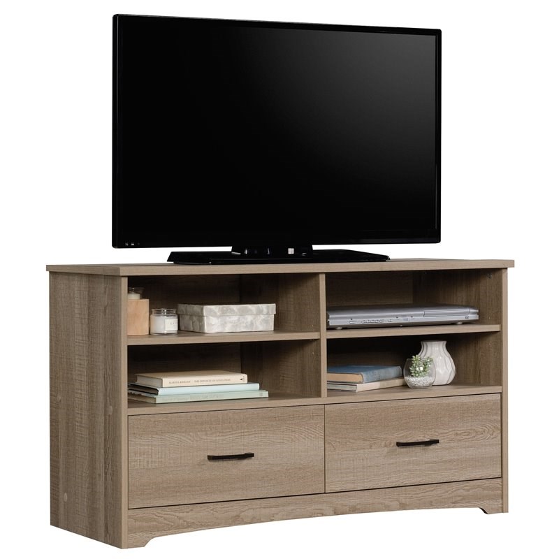 sauder beginnings 46" engineered wood tv stand in summer oak 424258