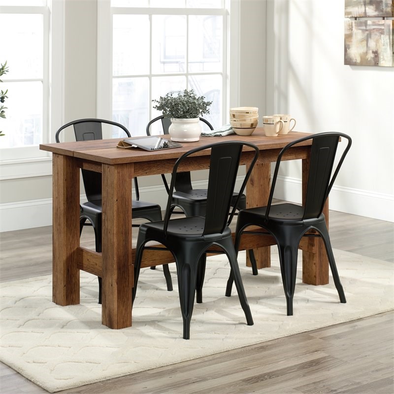 sauder boone mountain engineered wood dining table in vintage oak - 427131