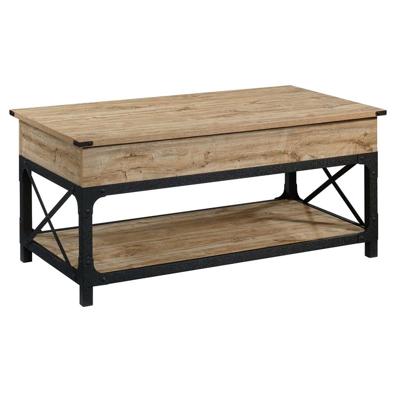 Sauder Steel River Wood and Metal Lift-Top Coffee Table in Milled Mesquite