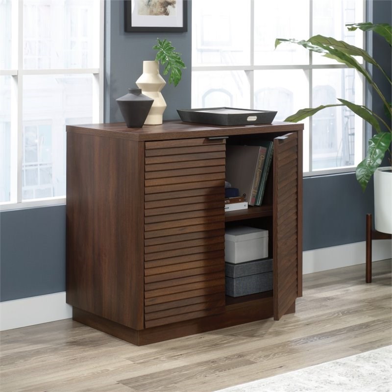 Sauder Englewood 2 Door Wooden Utility Stand Storage Cabinet in Spiced Mahogany