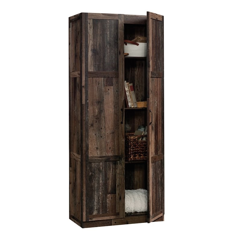 Sauder Select 2 Door Wooden Storage Cabinet in Reclaimed Pine