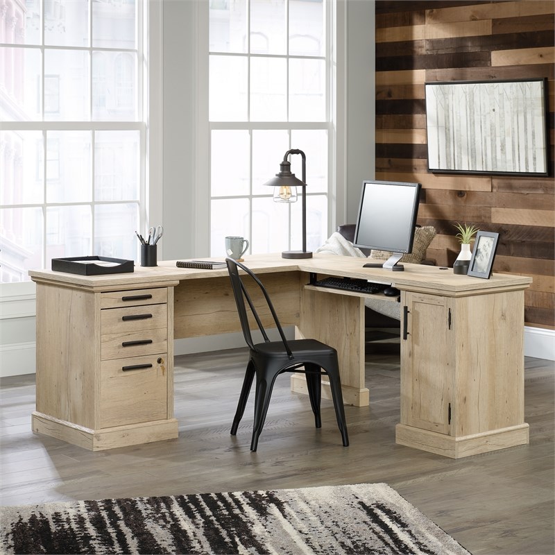 Sauder Aspen Post Engineered Wood LShaped Home Office Desk in Prime
