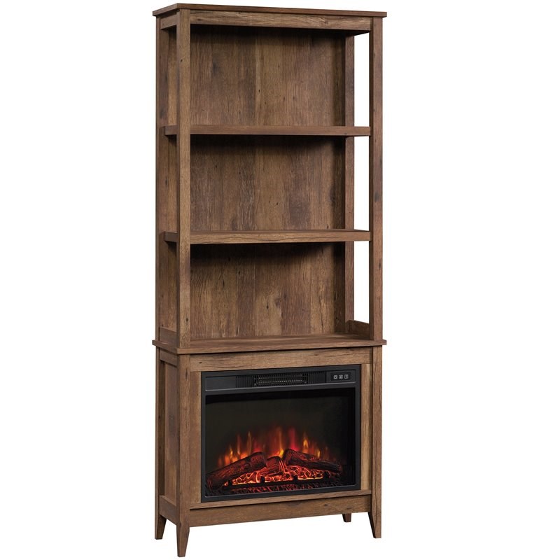 Sauder Select 3 Shelf Wooden Fireplace Library Bookcase in Vintage Oak