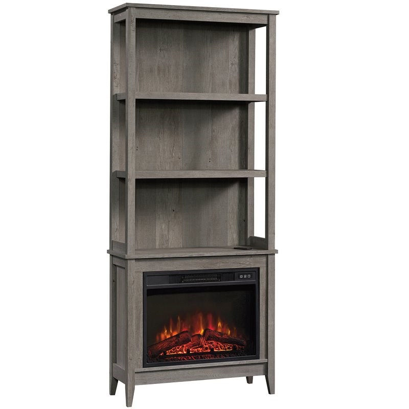 Sauder Select 3 Shelf Wooden Fireplace Library Bookcase in Mystic Oak