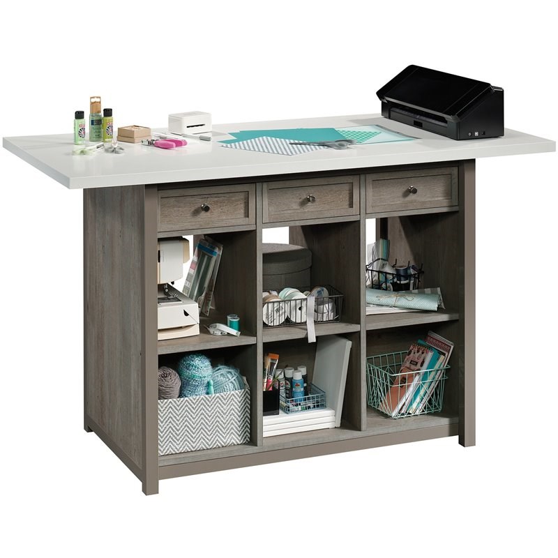 Sauder Craft Pro Series Wooden Crafts Table in Mystic Oak Homesquare