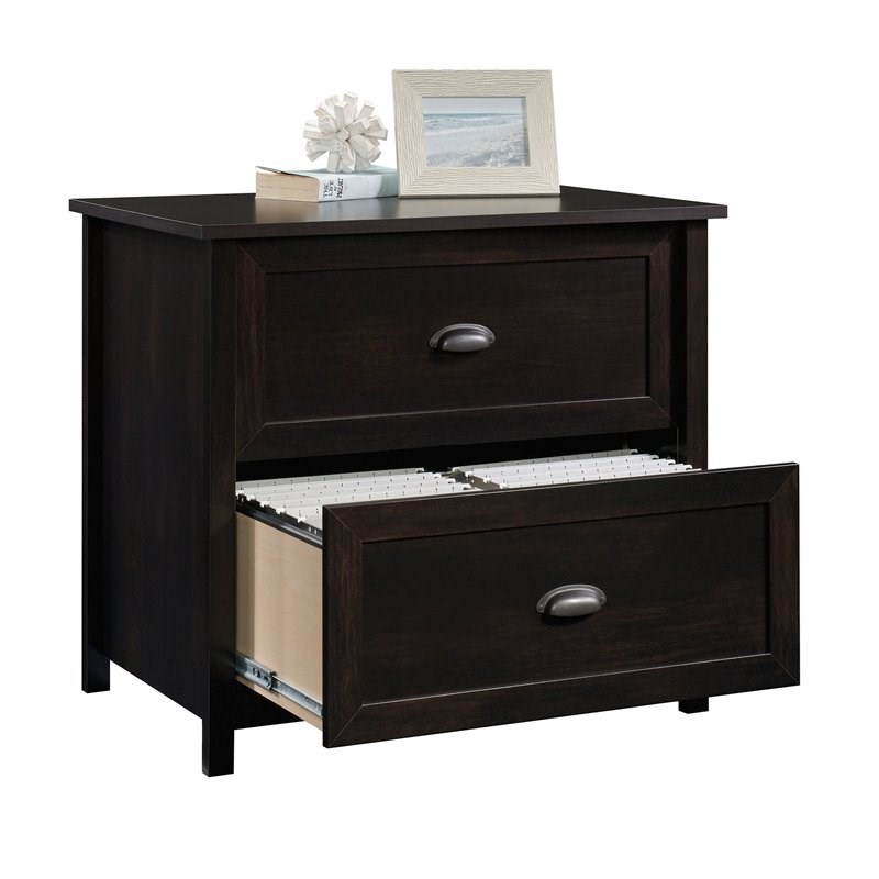 Sauder County Line Engineered Wood 2-Drawer Lateral File Cabinet in Estate Black