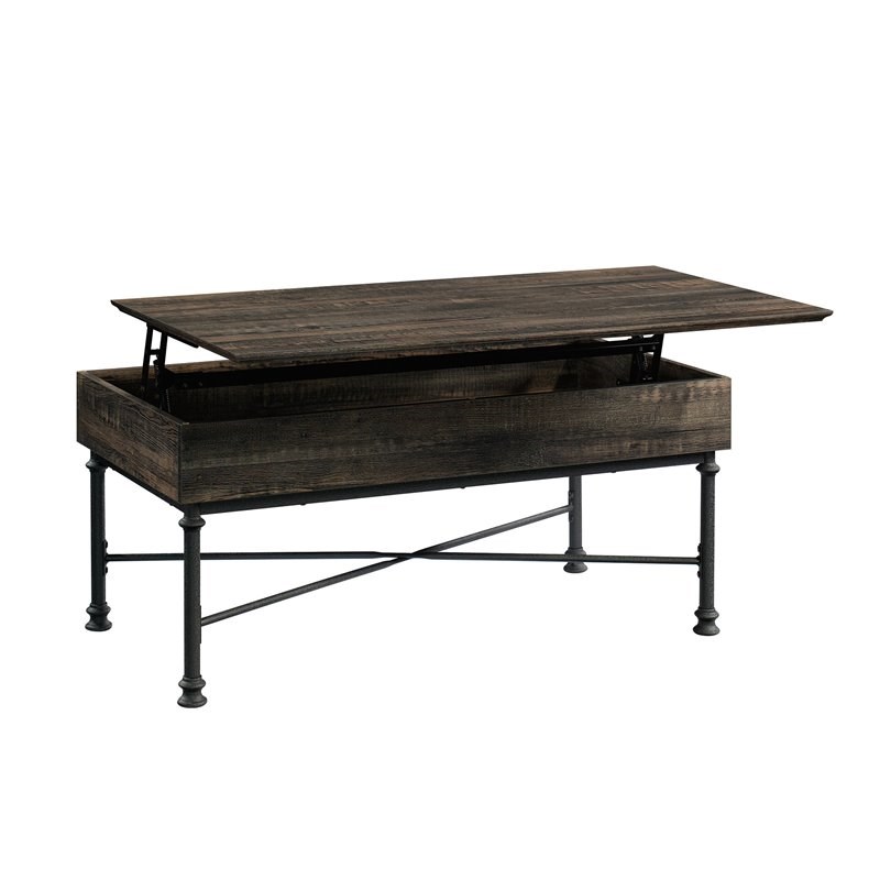 Sauder Canal Street Engineered Wood Lift-Top Coffee Table in Carbon Oak