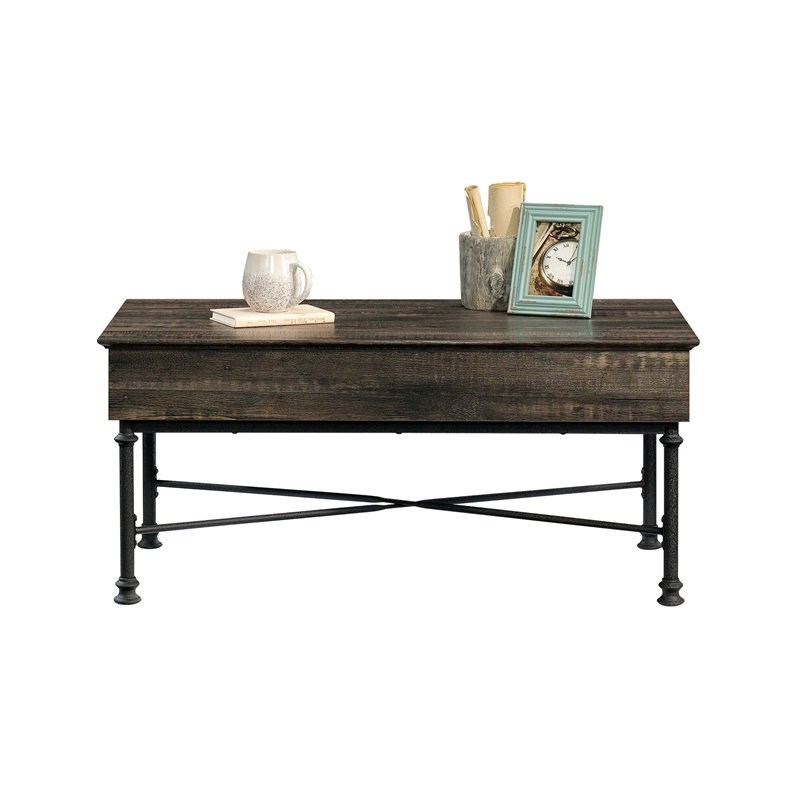 Sauder Canal Street Engineered Wood Lift-Top Coffee Table in Carbon Oak