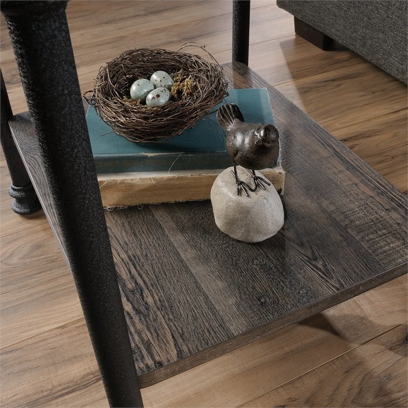 Sauder Canal Street Engineered Wood End Table in Carbon Oak