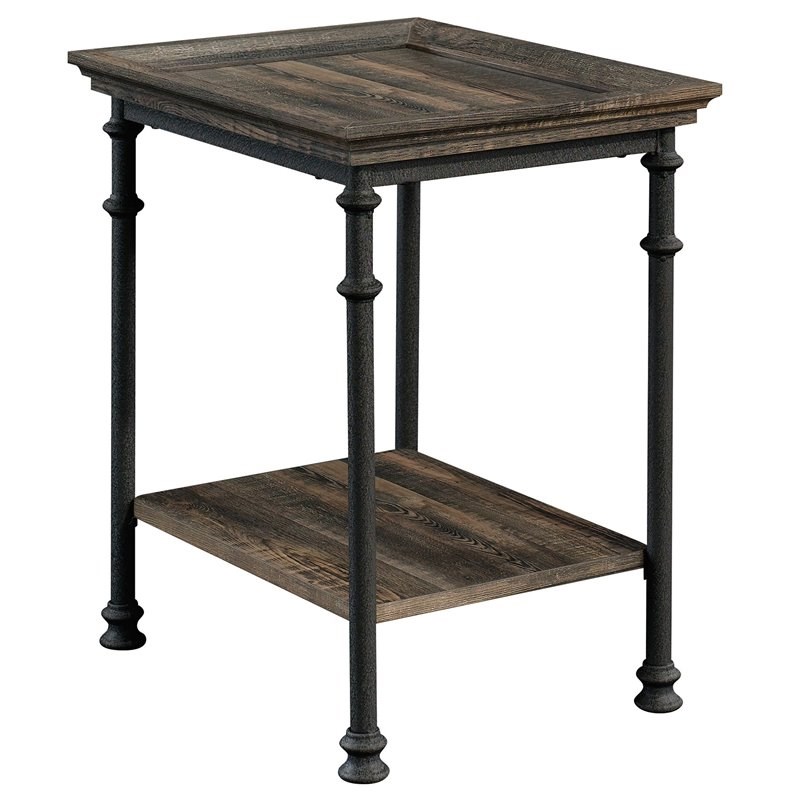 Sauder Canal Street Engineered Wood End Table in Carbon Oak