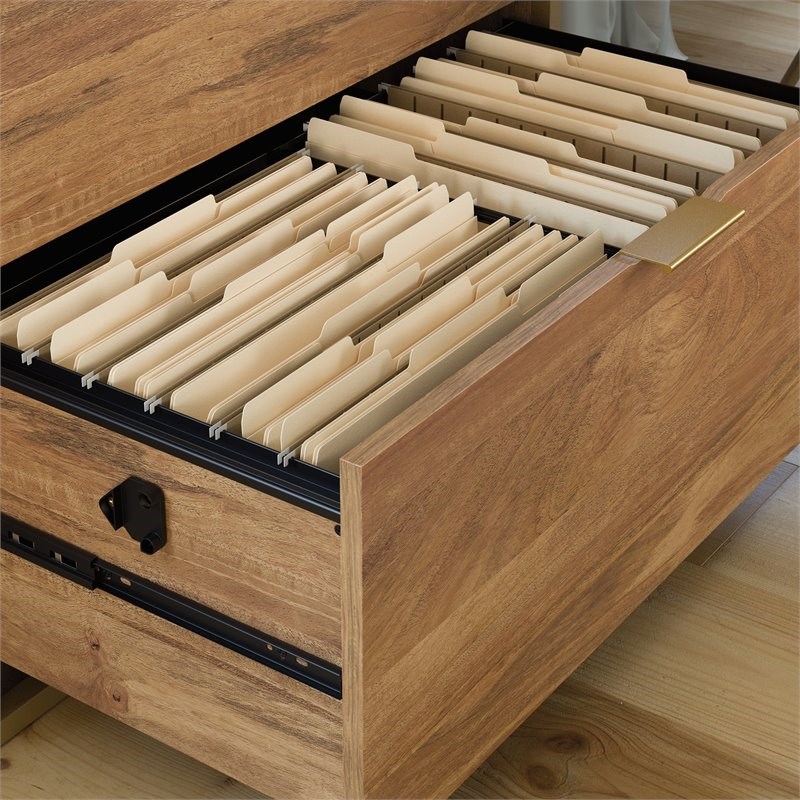 Sauder International Lux 2 Drawer Wooden Lateral File Cabinet in Sindoori Mango