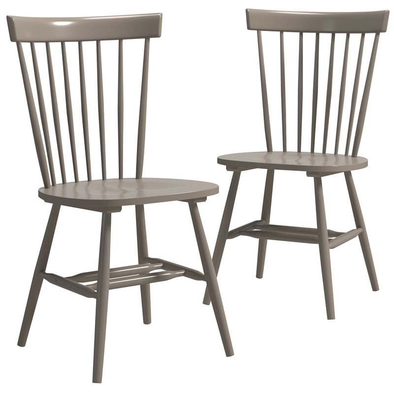 Sauder New Grange Solid Wood Spindle Back Dining Chair in Gray (Set of 2)