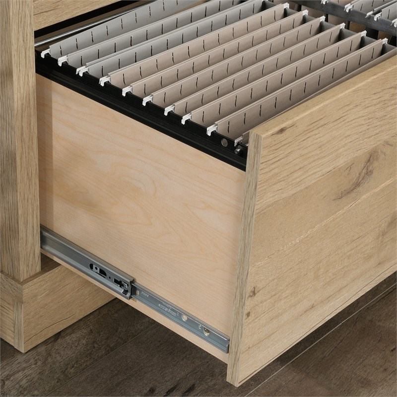 Sauder Aspen Post Engineered Wood Filing Cabinet with Storage in Prime Oak