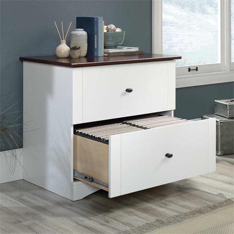 Sauder Engineered Wood Lateral Filing Cabinet in Soft White | Homesquare