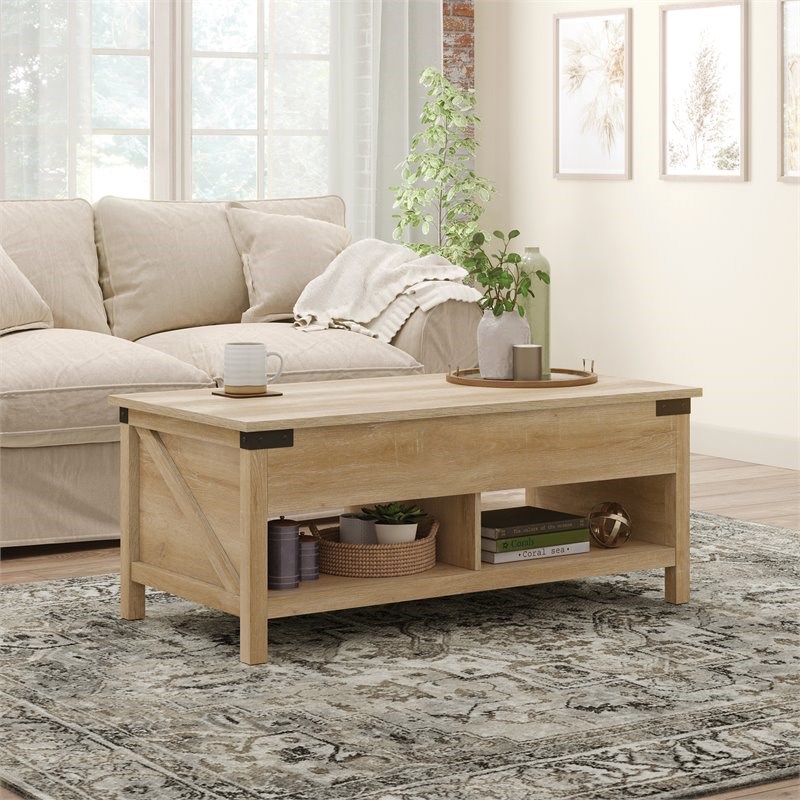 Sauder Bridge Acre Rustic Farmhouse Wooden Lift Top Coffee Table in ...