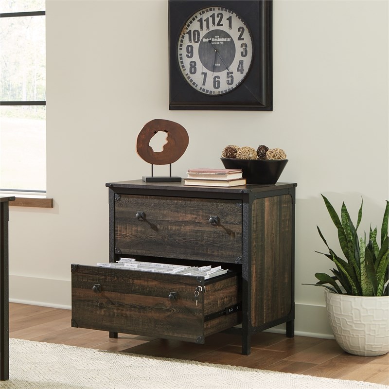 Sauder Steel River Lateral File in Engineered Wood-Carbon Oak