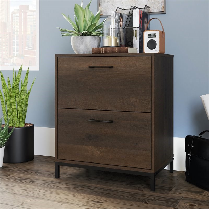 Sauder North Avenue Lateral File in Engineered Wood-Smoked oak