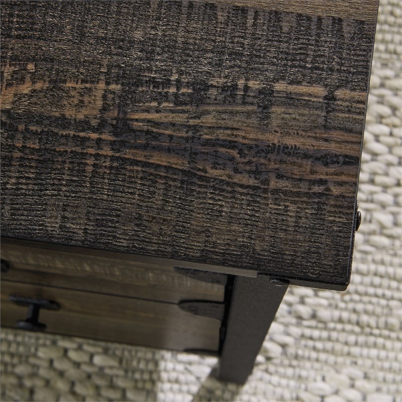 Sauder Steel River L-Shaped Desk in Engineered Wood-Carbon Oak