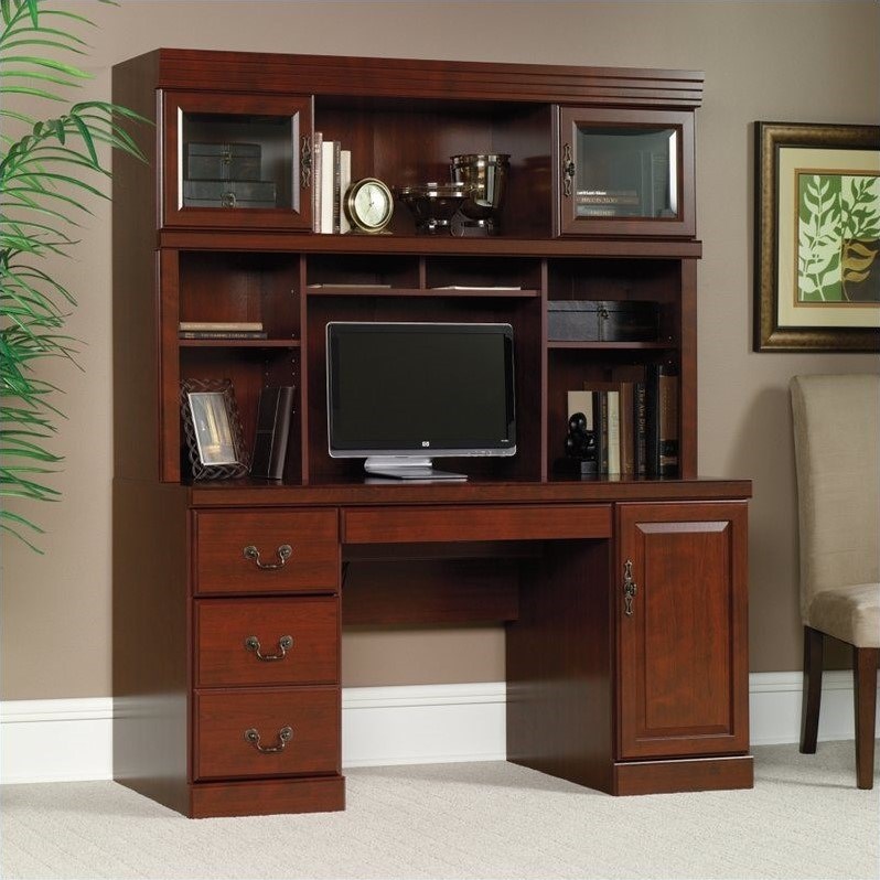 Sauder Heritage Hill Computer Credenza in Classic Cherry Homesquare