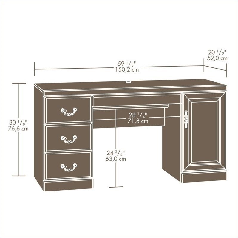 Sauder Heritage Hill Computer Credenza in Classic Cherry Homesquare