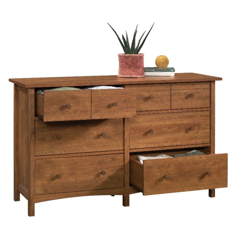 Sauder Union Plain Engineered wood 6 Drawer Dresser in Prairie Cherry Finish