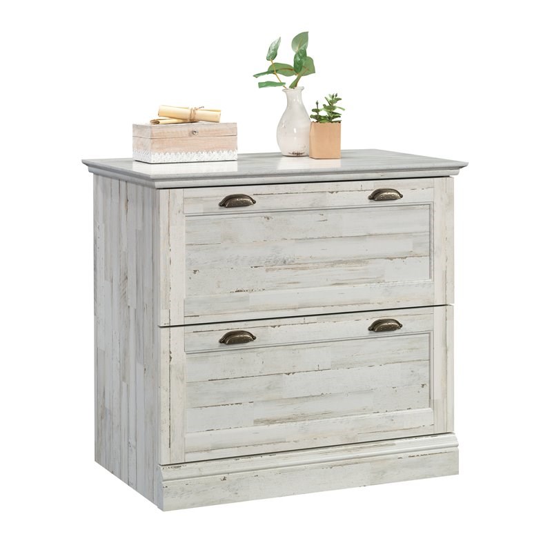 Sauder Barrister Lane Engineered Wood 2-Drawer Lateral File Cabinet White Plank
