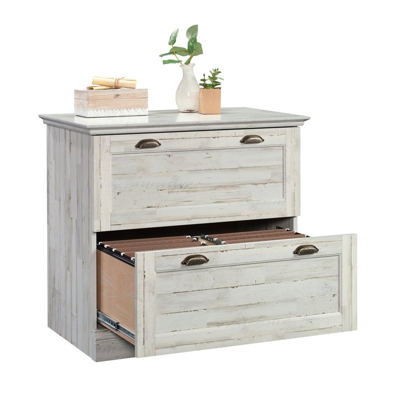 Sauder Barrister Lane Engineered Wood 2-Drawer Lateral File Cabinet White Plank