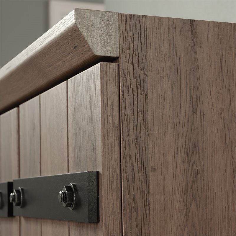 Sauder HomePlus 2-Barn Door Engineered Wood Narrow Storage Cabinet in Salt Oak
