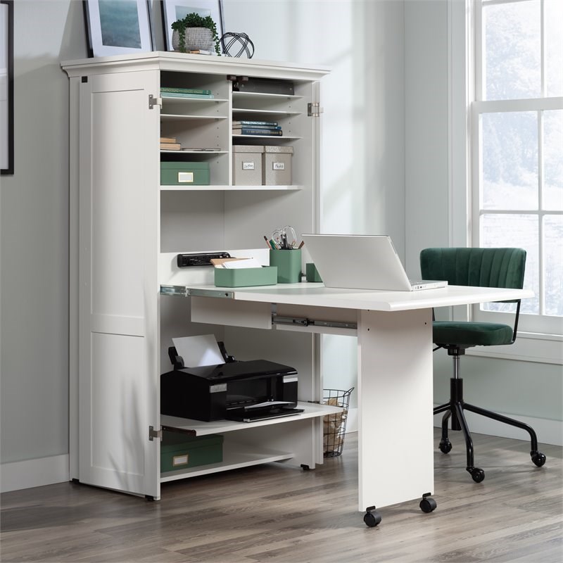 Sauder Select Wooden Multi Purpose, Small Office Desk Armoire