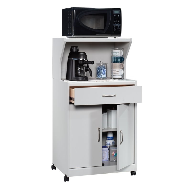 Sauder Misc. Storage Engineered Wood Microwave Kitchen Cart in Modern Gray Homesquare