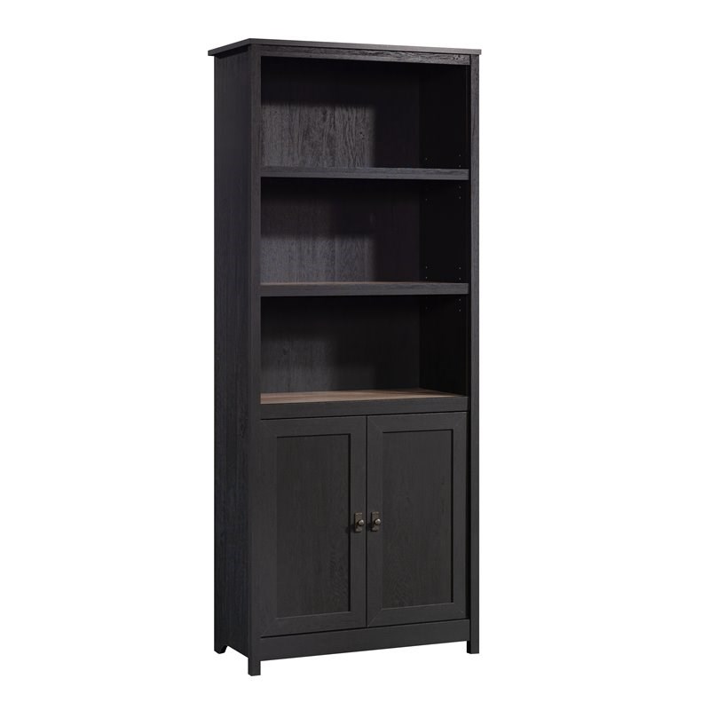 Sauder Cottage Road Engineered Wood Library with Doors in Raven Oak