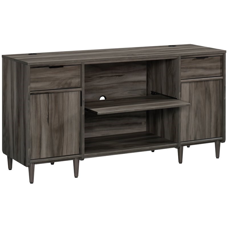 Sauder Clifford Place Engineered Wood 2-Drawers Credenza Desk in Jet Acacia