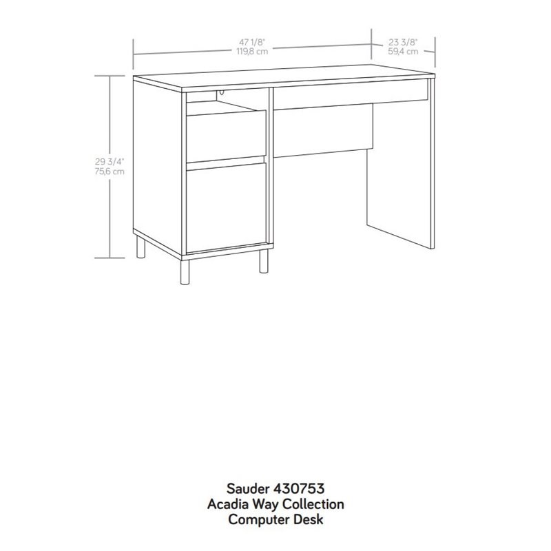 Sauder Acadia Way Single Pedestal Desk in Raven Oak with Timber Oak accents