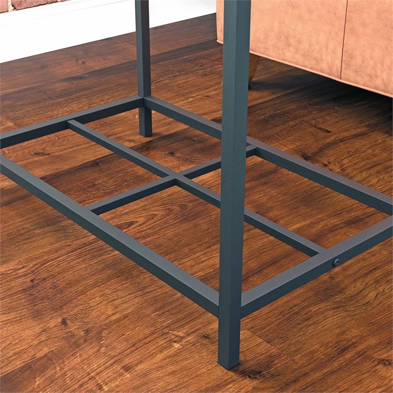 Sauder Carolina Grove Tempered Glass Top and Metal End Table in Black