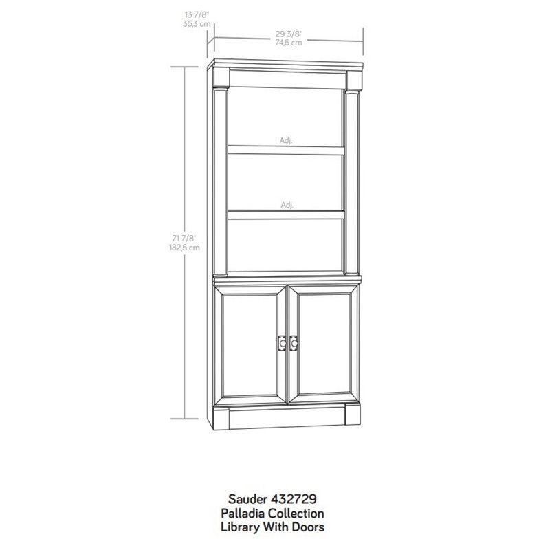 Sauder Palladia Engineered Wood Bookcase in Glacier Oak/Rosso Slate Accent